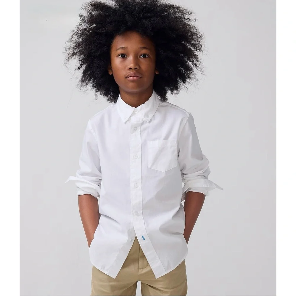 NWT J. Crew Crewcuts Kids' Secret Wash Shirt Poplin White